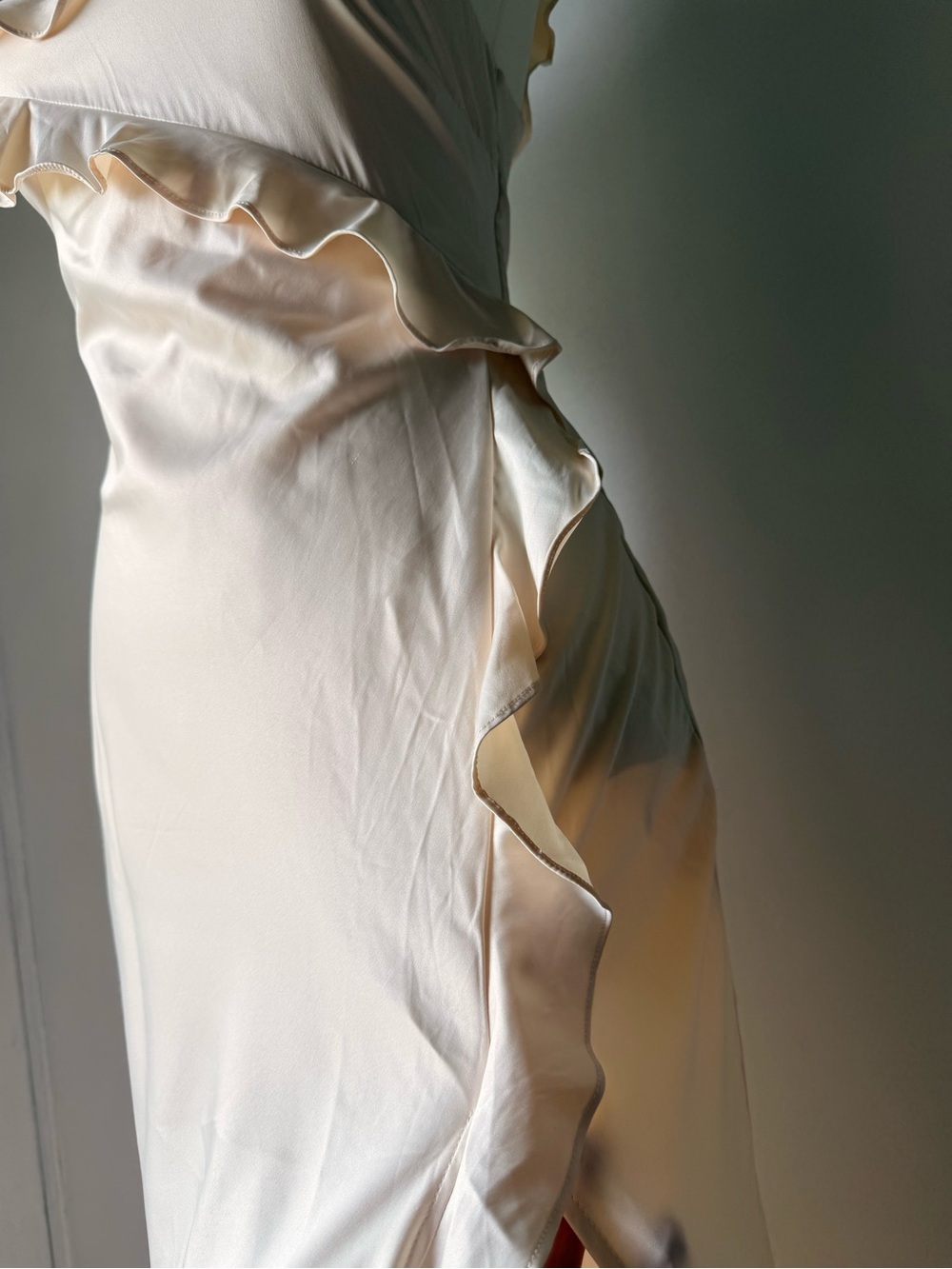 Satin Ruffle Midi Dress - Picture 2 of 10